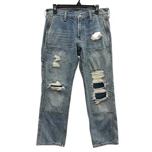 Abercrombie Fitch Kennan Distressed Patchwork Jeans Straight Streetwear 30X30